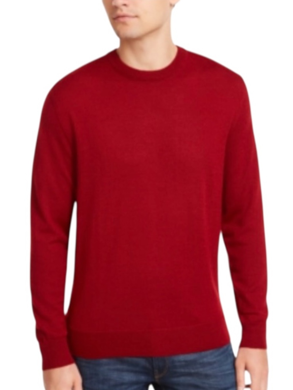 Club Room Men's Solid Crew Neck Merino Wool Blend Sweater, Cherry Size M - NWT
